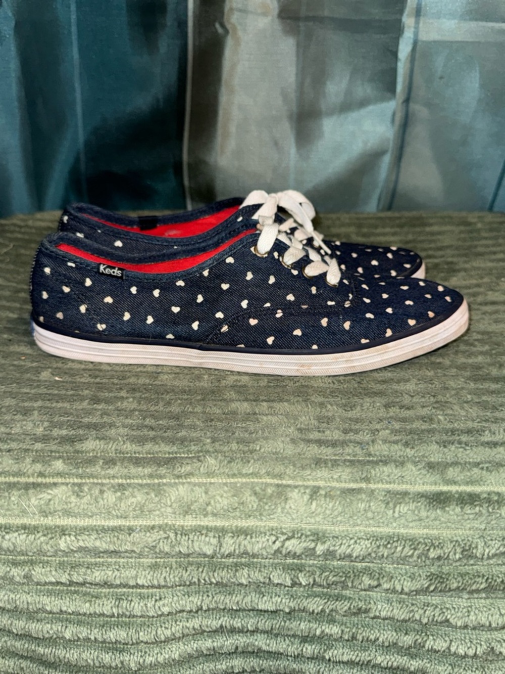 Keds Taylor Swift Navy Canvas Heart-Pattern Lace Sneakers
